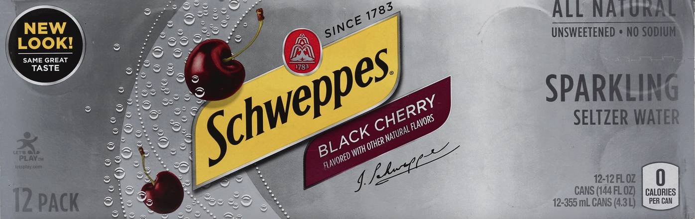 Schweppes Black Cherry Sparkling Seltzer Water (12 ct, 12 fl oz)
