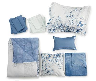 Real Living Floral Comforter Set Bedsheet (queen/blue ) (14 ct)