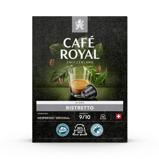 Café Royal - Switzerland café capsules compatibles nespresso ristretto n°9/10 (18 pièces, 95 g)