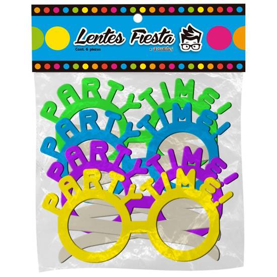 El cotillón lentes fiesta party time! (bolsa 4 piezas)