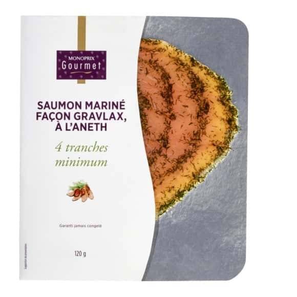 Monoprix Gourmet Saumon Mariné Façon Gravlax, À L'Aneth La Plaque De 120 G