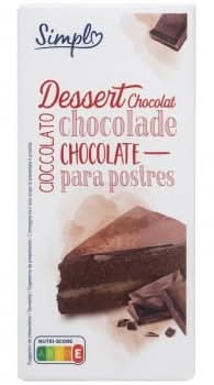 Tableta de chocolate para postres Carrefour Simpl 200 g.