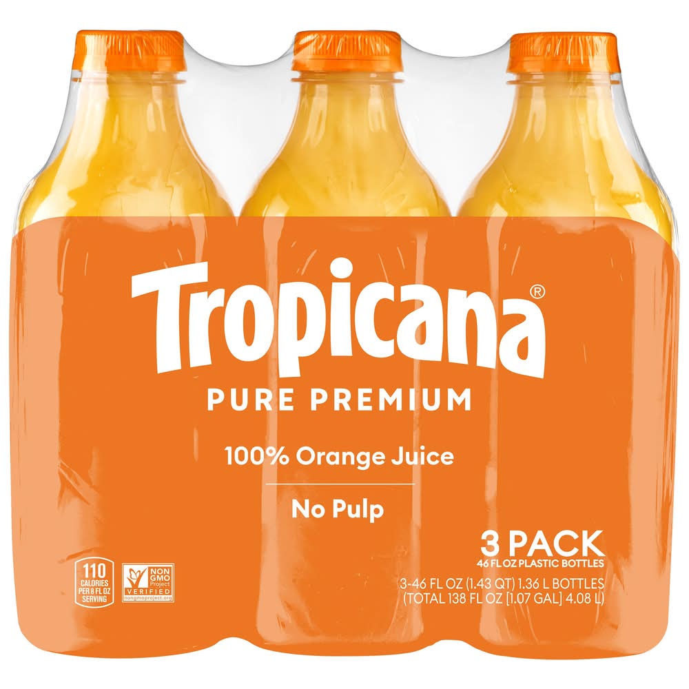 Tropicana Pure Premium 100% Orange Juice (3 x 46 fl oz)