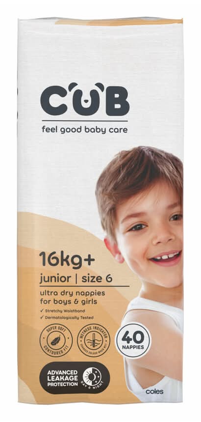 CUB Junior Disposable Nappies, Stage 6 (40 pack)