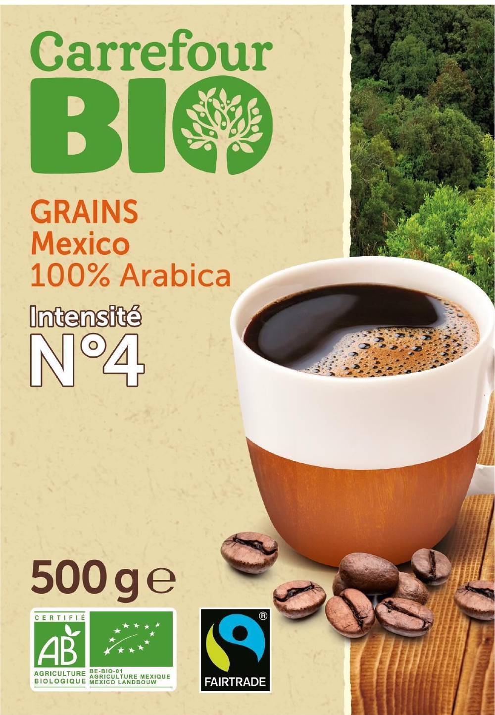 Carrefour - Café en grains fin et harmonieux (500g)