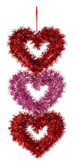 17.5" Heart Trio Tinsel Wall Decor By Celebrate It
