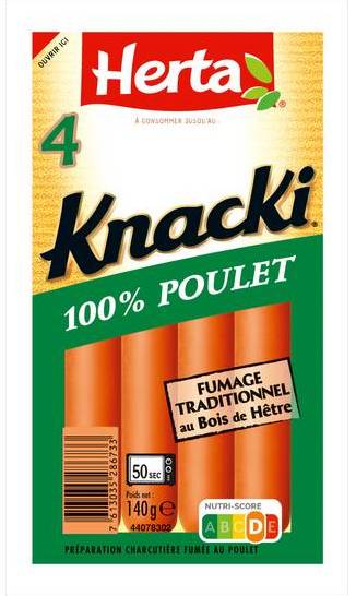 Herta knacki saucisses au poulet (4 pcs)