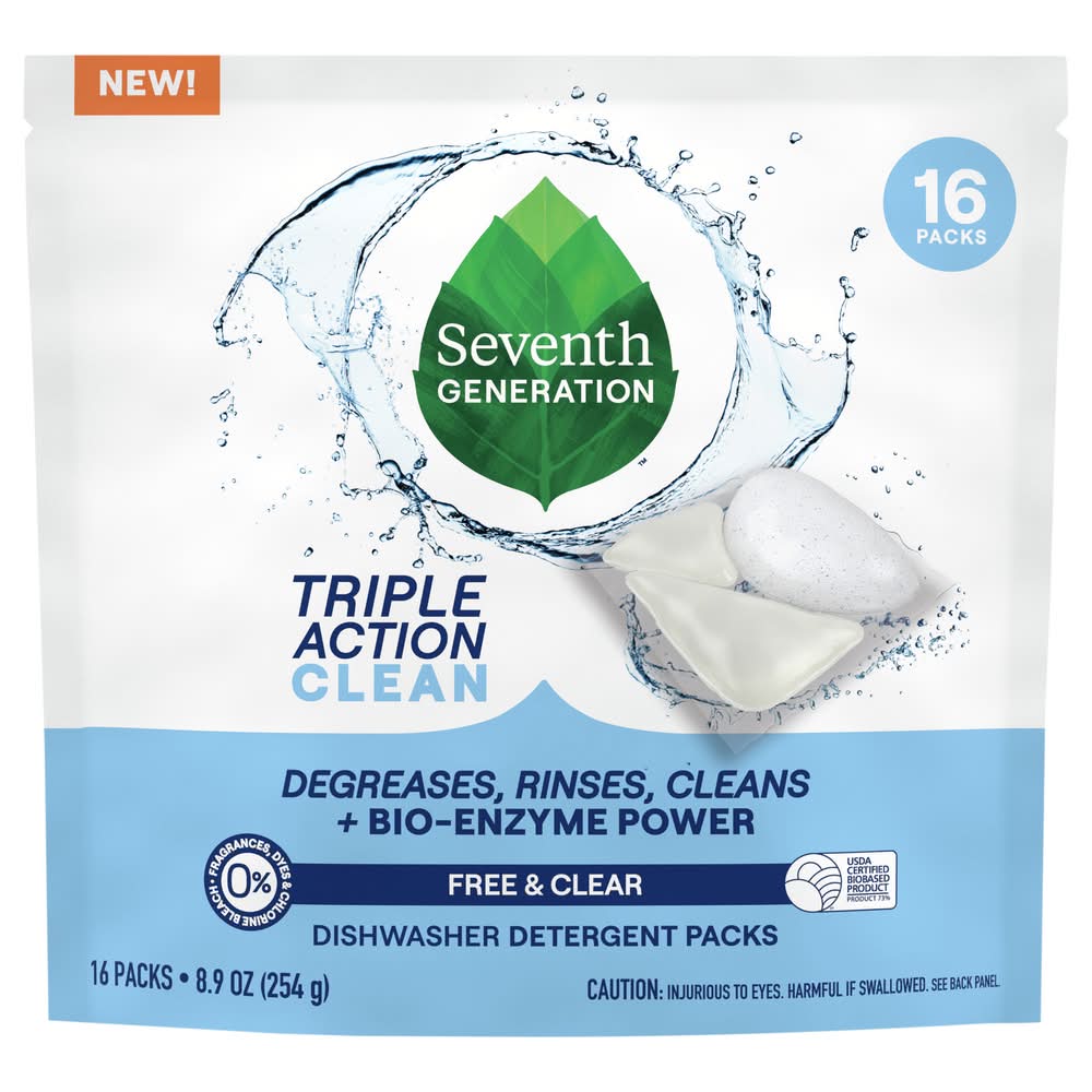 Seventh Generation Triple Action Clean Dishwasher Detergent packs (8.9 oz, 16 ct)