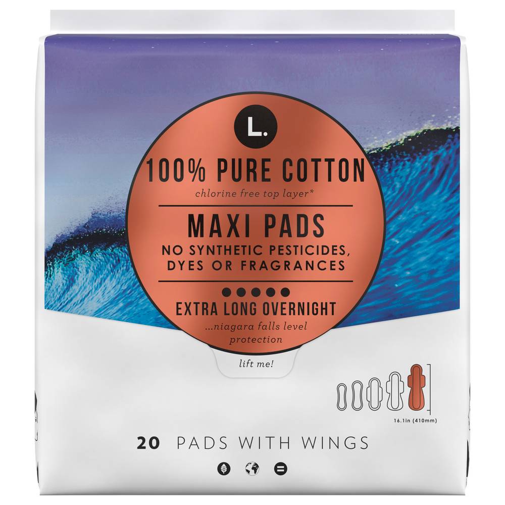 L. Chlorine Free Maxi Pads With Wings