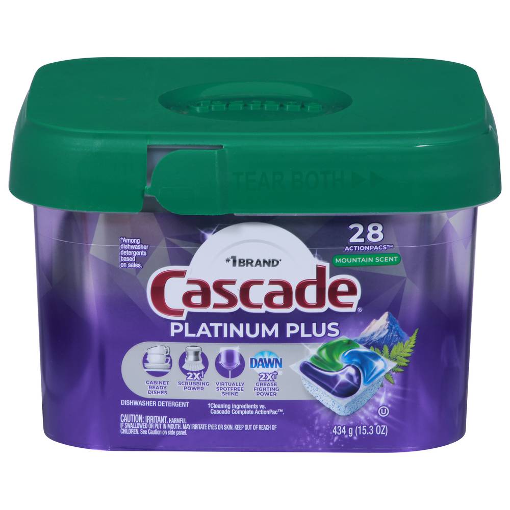 Cascade Actionpacs Platinum Plus Mountain Scent Dishwasher Detergent (28 ct)