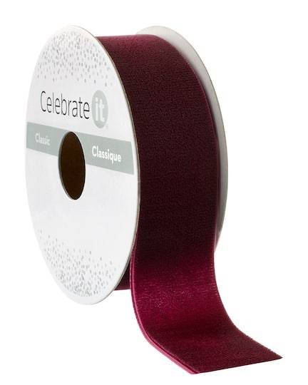 Celebrate It Velvet Ribbon, 3 Y, Dark Red