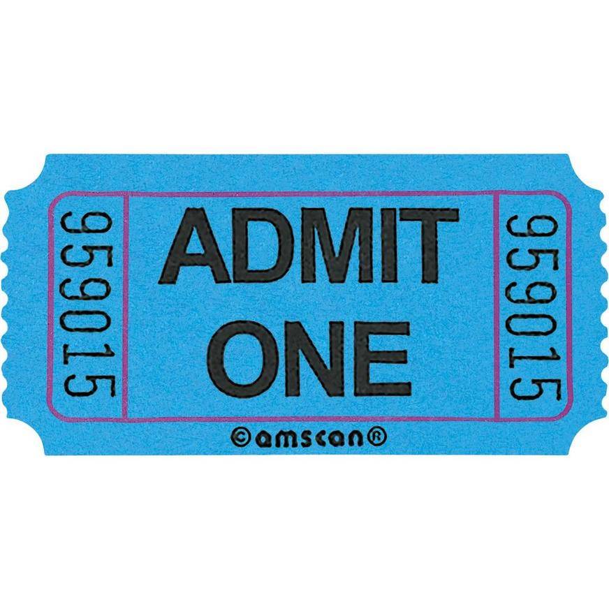 Blue Admit One Single Roll Raffle Tickets, 1000ct