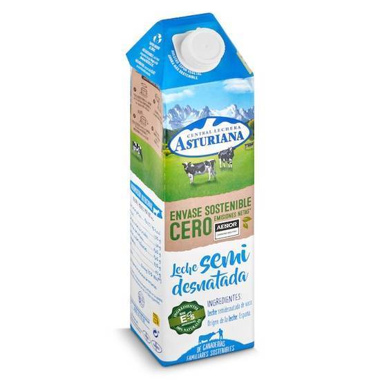 Leche semidesnatada Central Lechera Asturiana brik 1 l