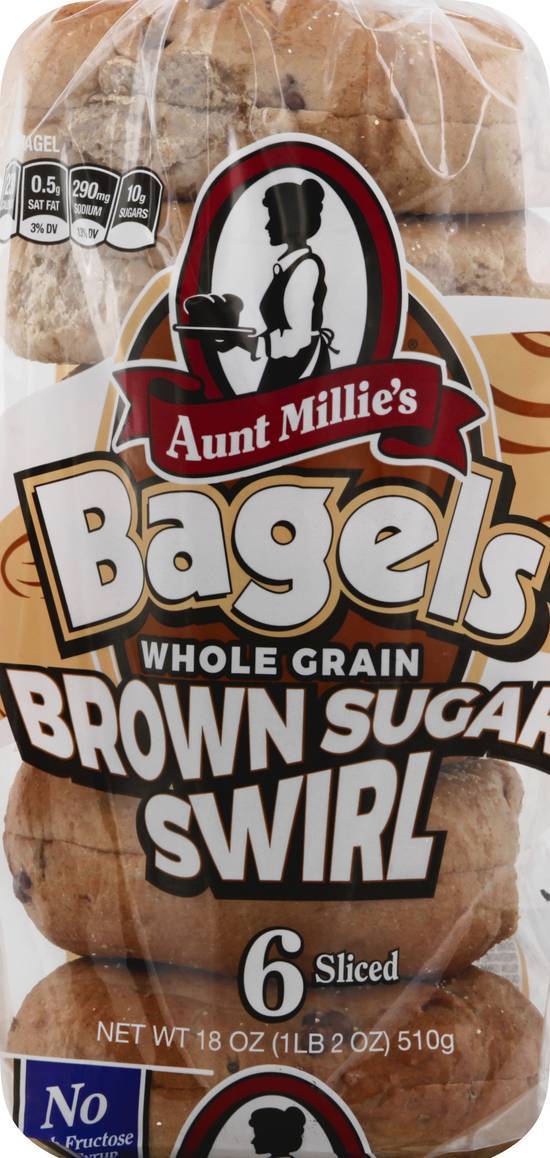 Aunt Milles Whole Grain Brown Sugar Swirl Sliced Bagels (whole grain- brown sugar swirl) (6 ct)
