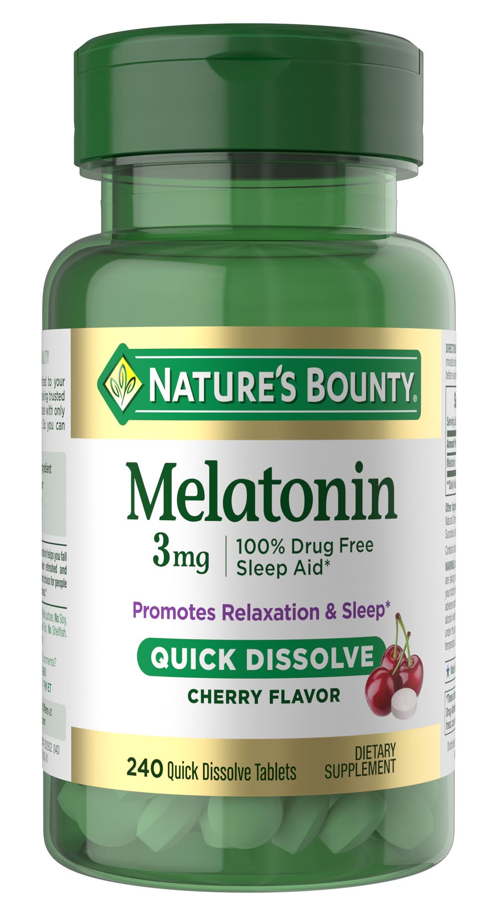 Nature's Bounty Melatonin Sleep Support Quick Dissolve Tablets 3mg, Cherry (240 ct)