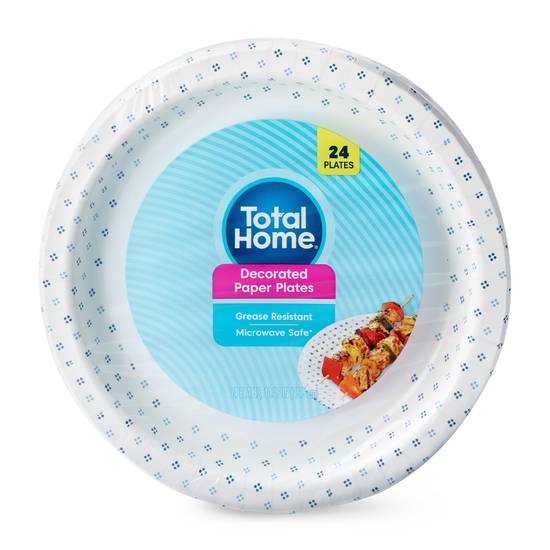 Total Home Decorated Paper Plates, 24 ct