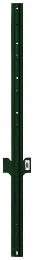 Everbilt 1-1/4 In. X 3/4 In. X 3 Ft. 14-Gauge Green Steel U-Fence Post With Anchor Plate