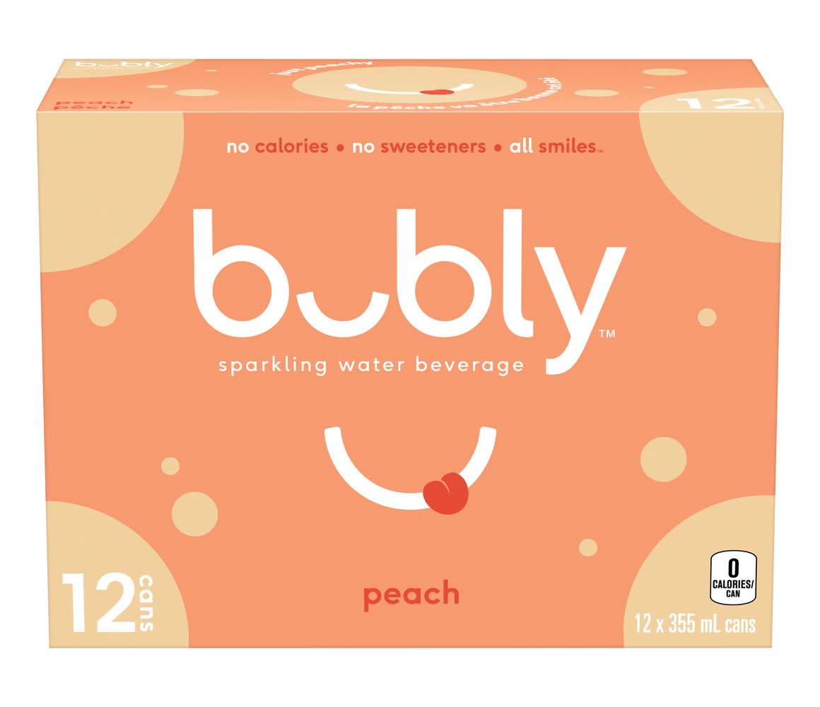 bubly Flavored Sparkling Water, Peach (12 x 355 ml)