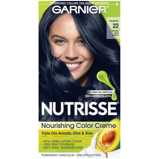 Garnier Nutrisse Nourishing Color Creme, 12 Natural Blue Black