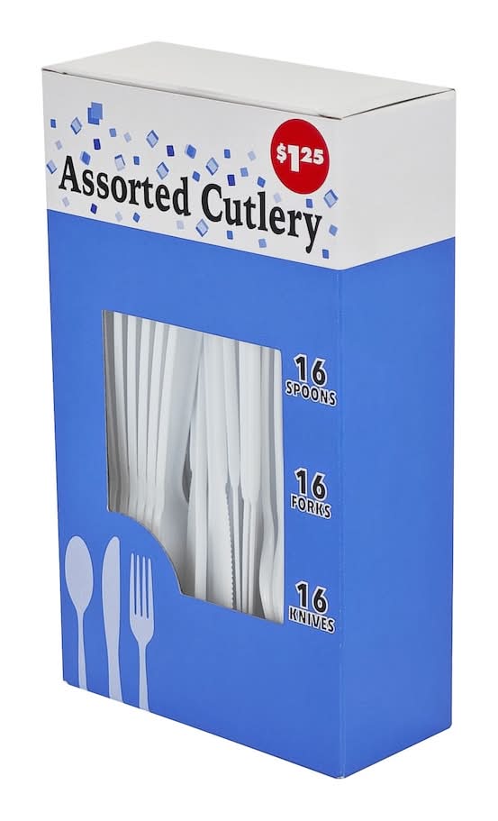 Dollar Tree Everyday Assorted Plastic Cutlery, White (48 ct)