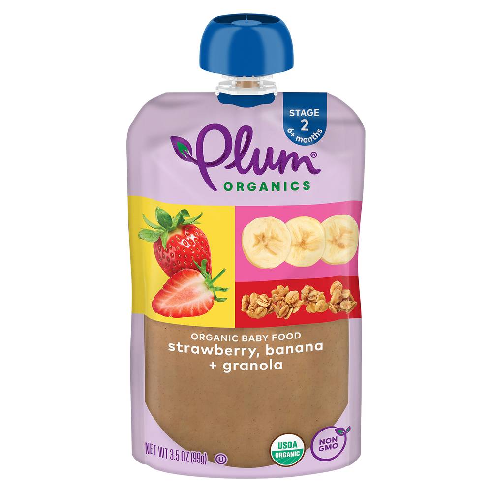 Plum Organics Stage 2 Strawberry Banana & Granola Baby Food