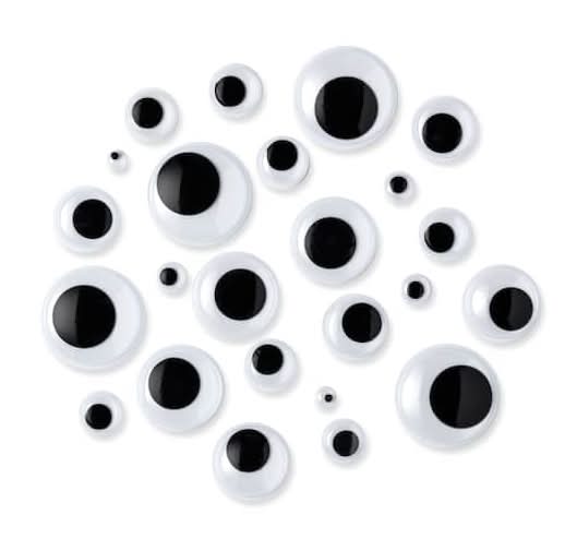 Creatology Wiggle Eyes, Assorted, White-Black (102 ct)
