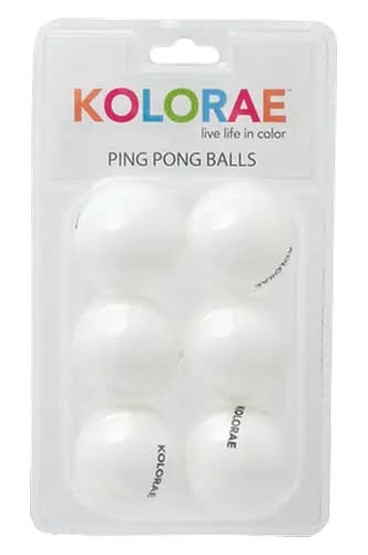 Kolorae Live Life in Color Ping Pong Balls, White (6 ct)