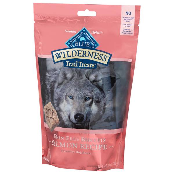 Blue Buffalo Wilderness Trail Treats High Protein Grain Free Crunchy Dog Treats Biscuits, Salmon Recipe- 10oz