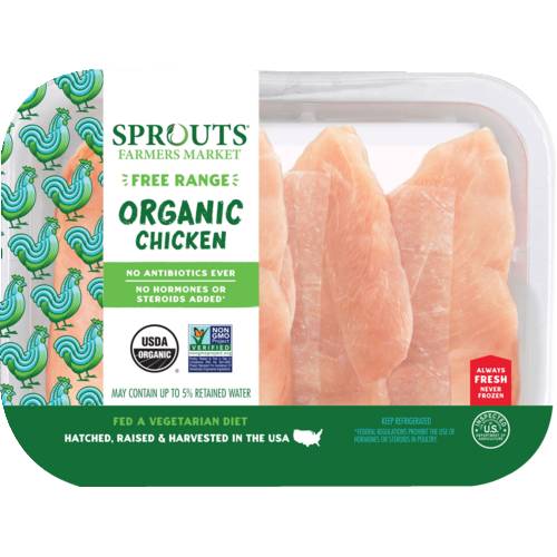 Sprouts Organic Thin Sliced Boneless Chicken Breast (Avg. 1.4lb)