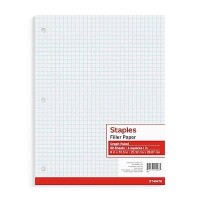 Staples Graph Ruled Filler Paper White 80 Sheets (st40476b)