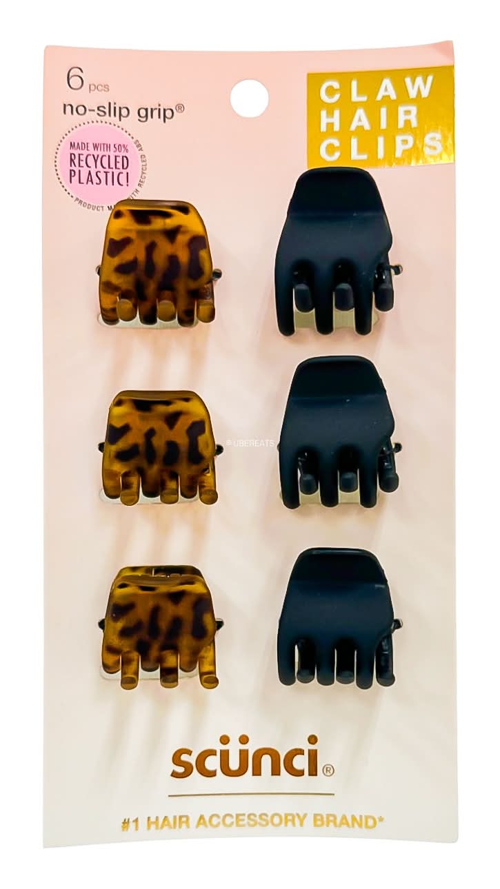 Scunci Claw Hair Clips, Black-Brown (6 ct)