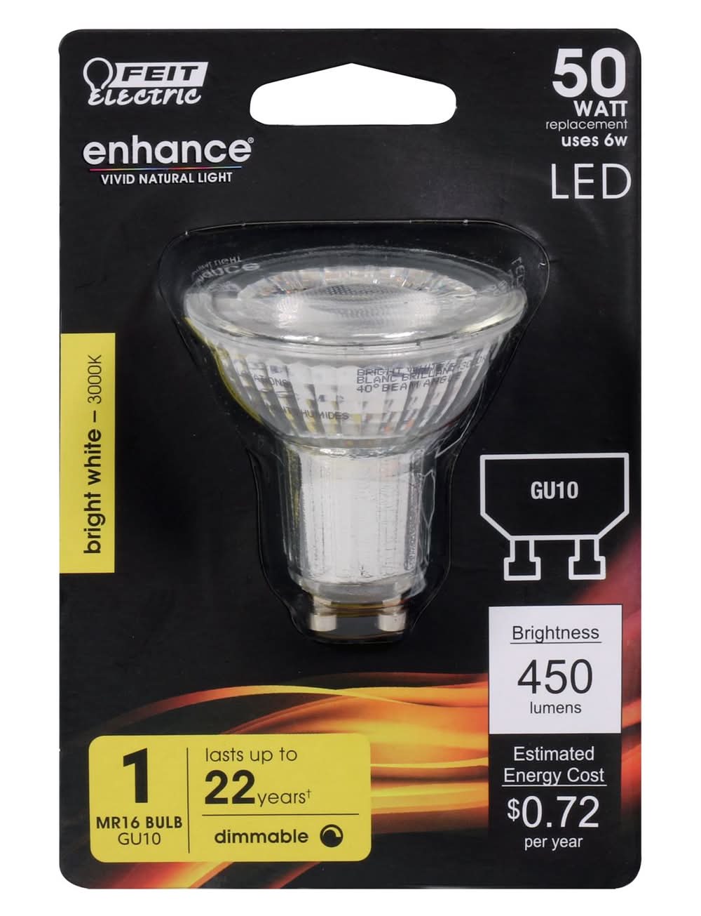 Feit Mr16 Gu10 Led Bulb Bright White 50 Watt Equivalence 1 Pk