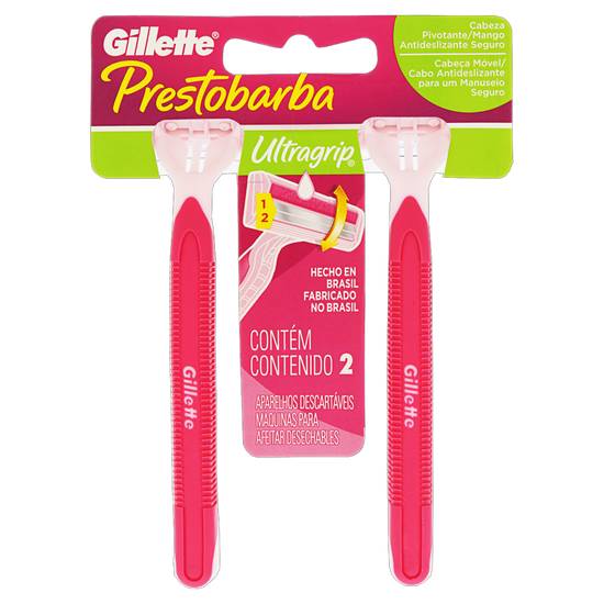 Gillette aparelho descartável para depilação prestobarba ultragrip (2 unidades)