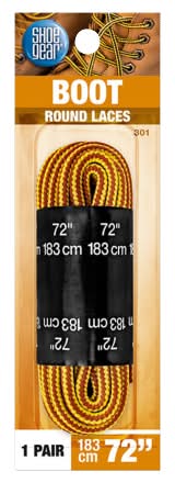 Shoe Gear Boot Round Laces, 72 in, Brown-Yellow