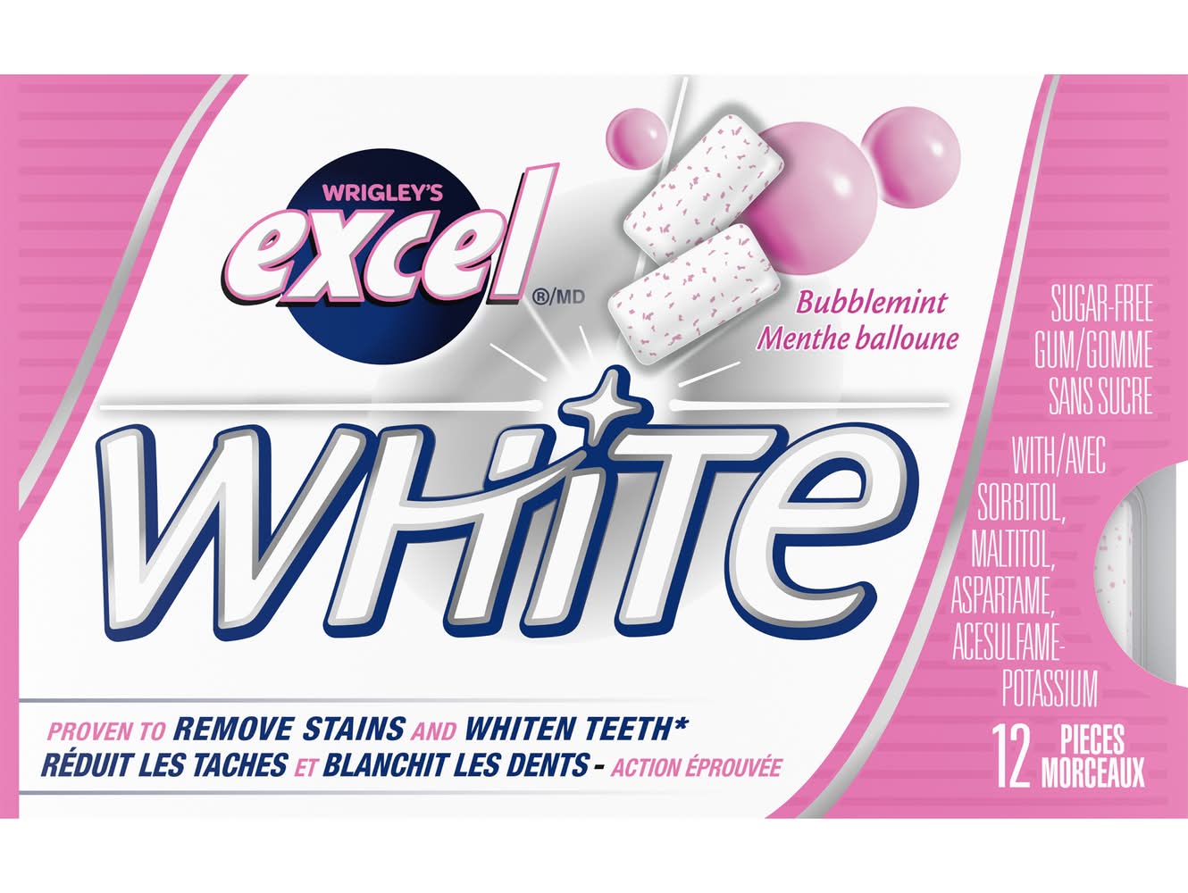 Excel White Gum, Bubblemint (16.68 g, 12 ct)