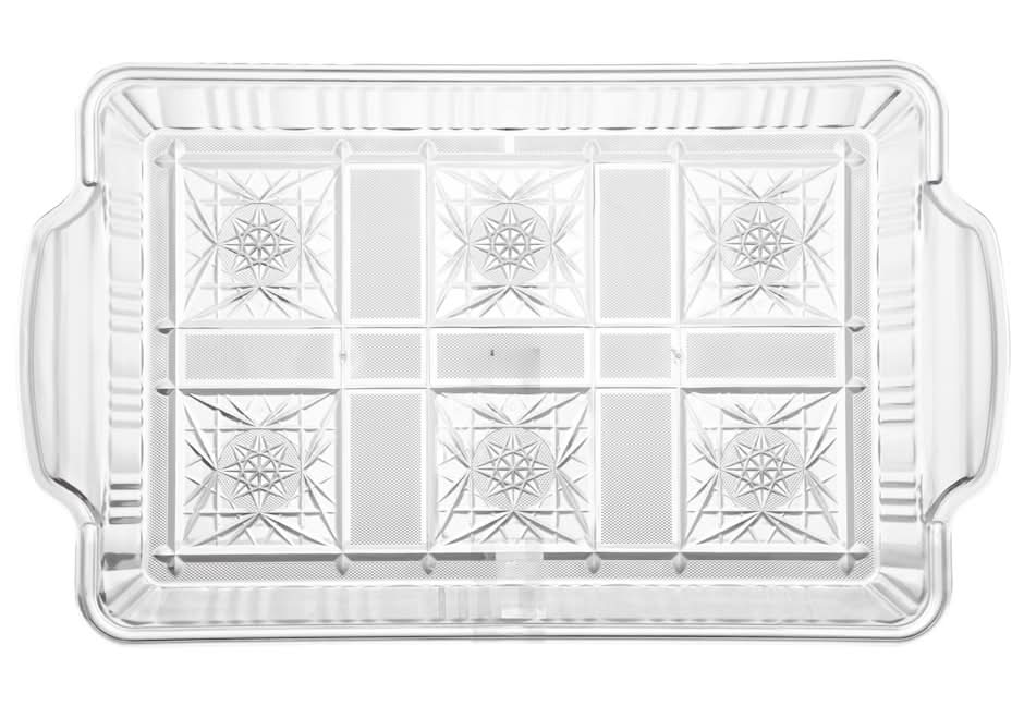 Plastic Crystal Cut Serving Trays, Clear (4 pack)