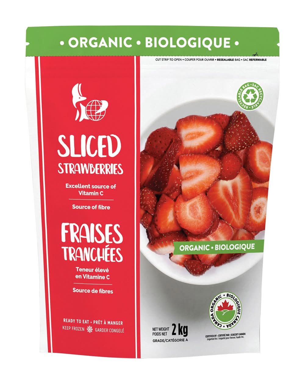 Fraises Tranchées Biologique 2 Kg / Organic Sliced Strawberries 2 Kg
