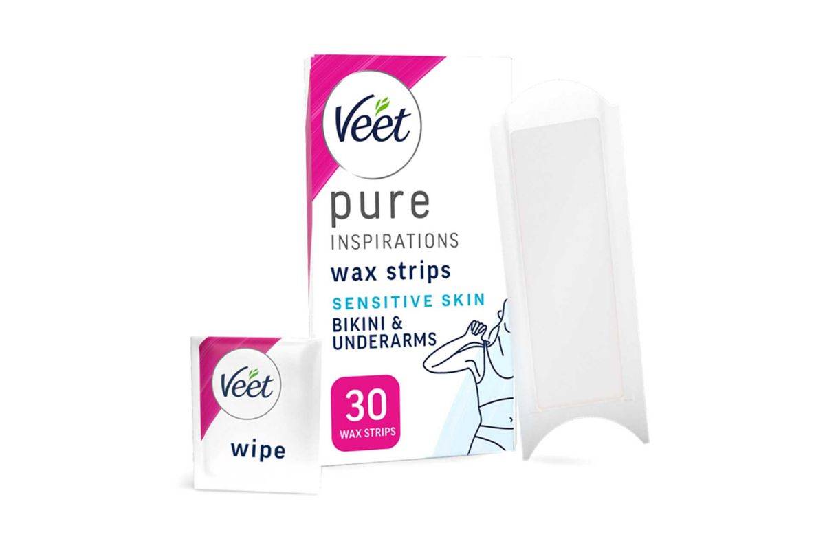 Veet Pure Wax Strips Bikini & Underarms for Sensitive Skin - 30 Wax Strips