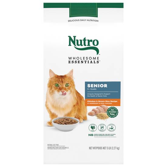 Nutro Wholesome Essentials Natural Dry Cat Food, Senior Cat Chicken and Brown Rice Recipe (5 lbs)