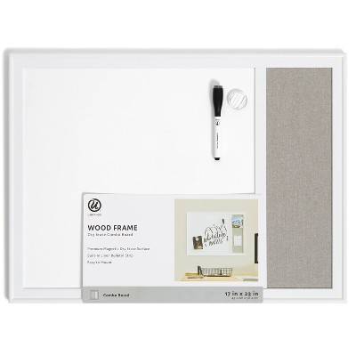 Les Produits U Minimal Deco Frame Combination Board, 17 X 23 Inches, Gray Linen-White