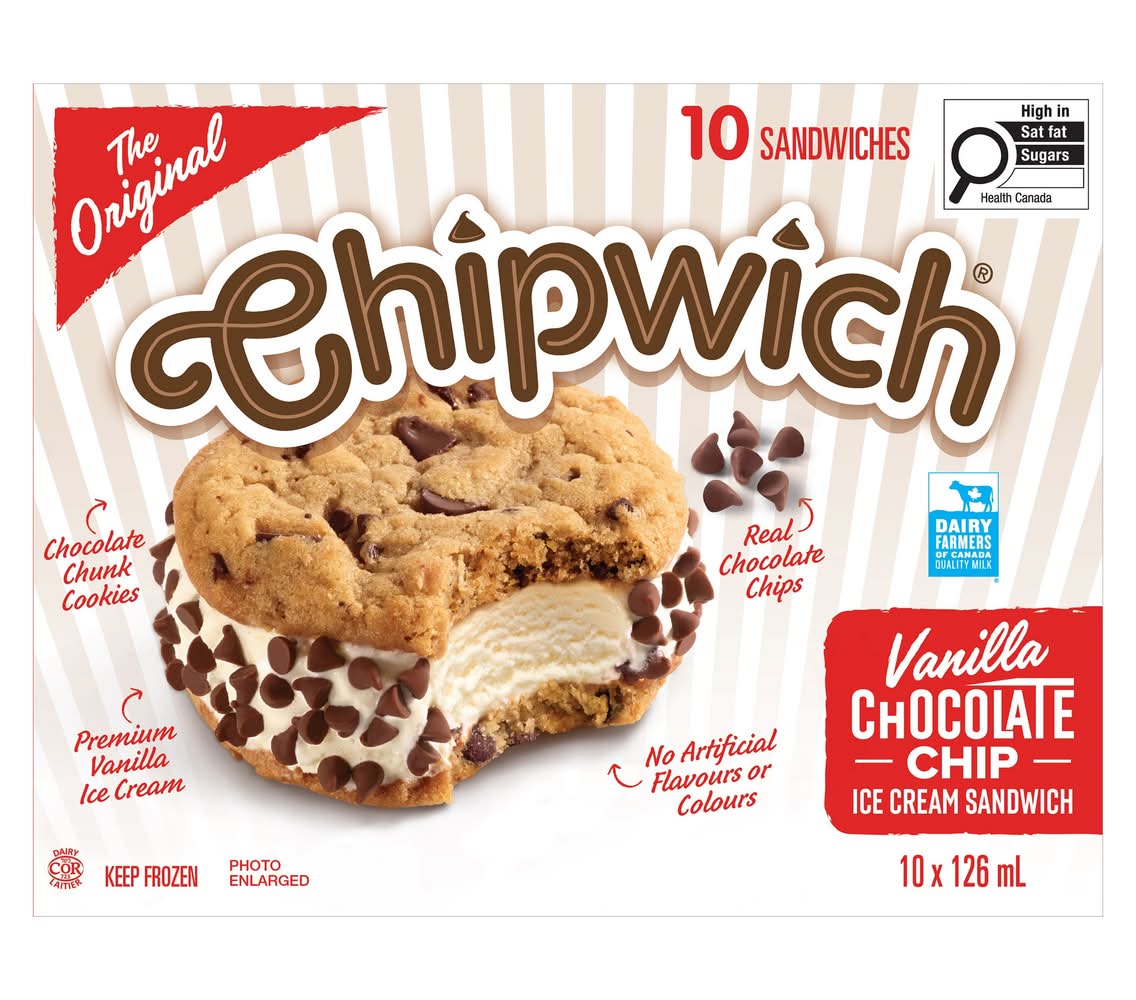 Chipwich Sandwich Chipwich Sandwich Crème Glacée 10 X 126Ml(1892105) / Chipwich Sandwich Chipwich Ice Cream Sandwich 10 X 126Ml(1892105)