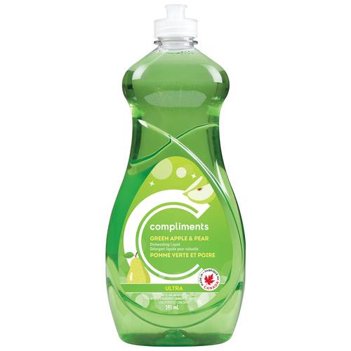 Compliments Ultra Dishwashing Liquid, Green Apple-Pear (591 ml)