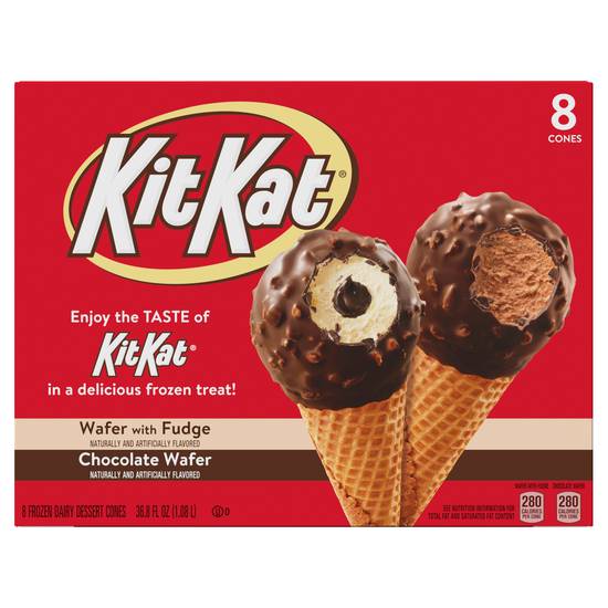 Kit Kat Chocolate Wafer Frozen Dairy Dessert Cones (8 ct)