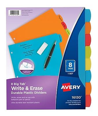 Avery Big Tab Write & Erase Durable Plastic Dividers (8 ct)