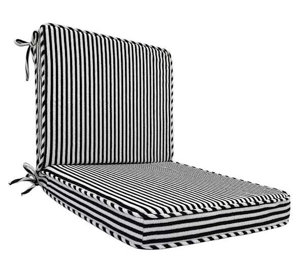 Black & White Terry Cloth Luxe Outdoor Hinged Cushion