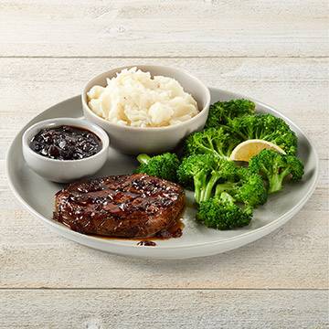 Center-cut Sirloin Steak topped with Whiskey Glaze