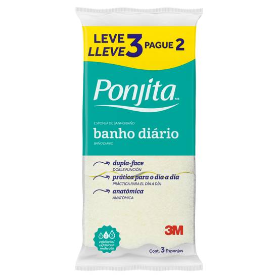 3M esponja de banho diário ponjita (3 unidades)