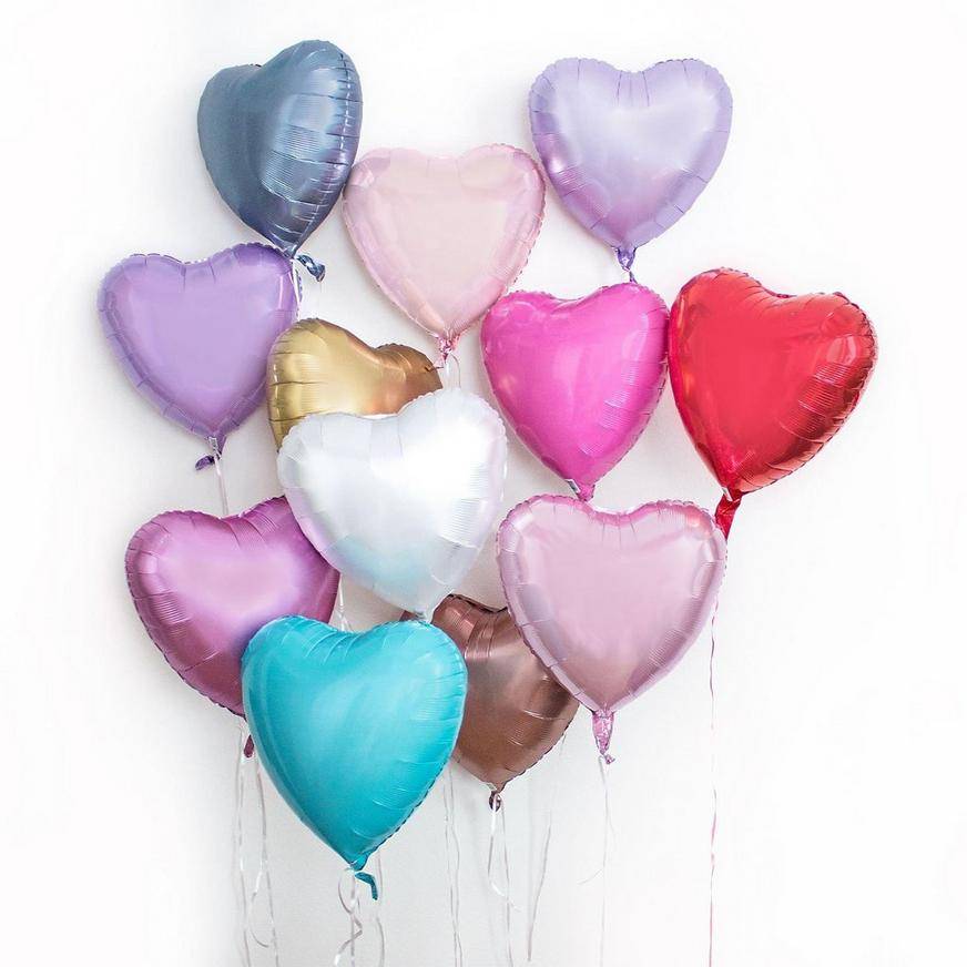 Uninflated 17in White Heart Foil Balloon