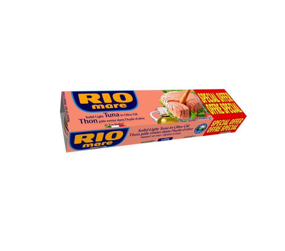 Rio mare thon pâle entier dans l’huile d’olive - solid light tuna in olive oil (4 x 80 g)