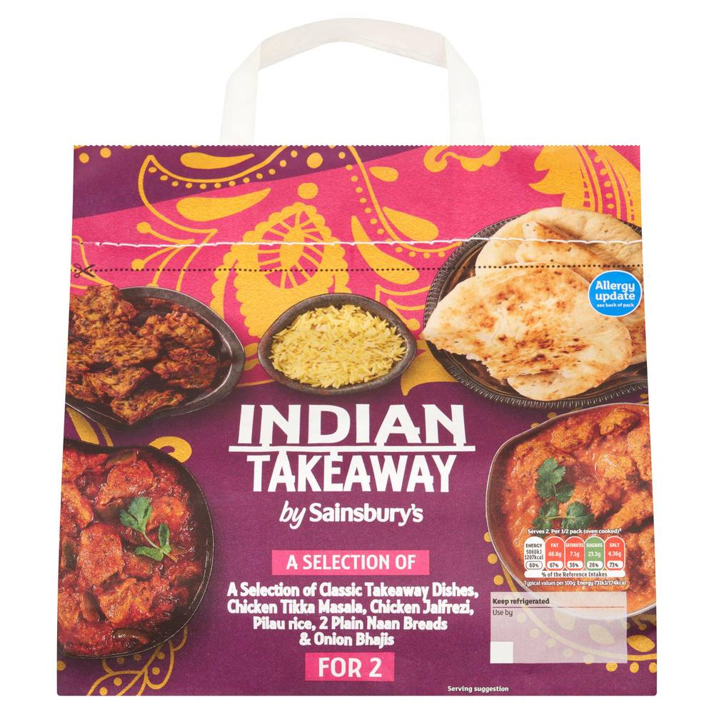 Sainsbury's Indian Takeaway Chicken Tikka, Jalfrezi, Rice & Naans Ready Meal for 2 1.4kg
